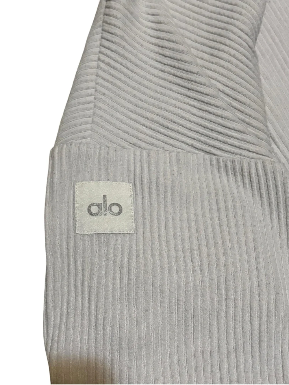 ALO Yoga Muse Ribbed Crop Top Hoodie Women’s Size Medium In Grey